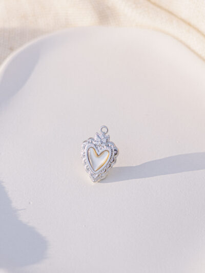 Opalescent Heart Charm Silver
