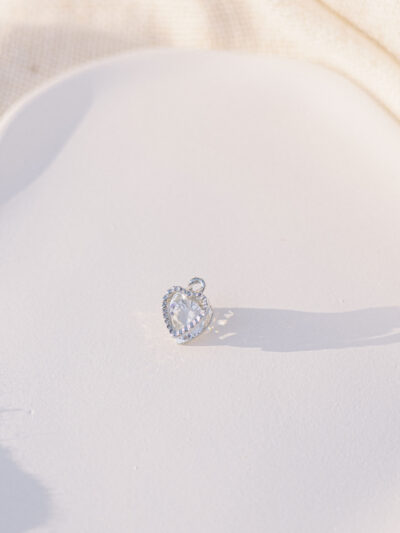 Solitaire Heart Charm Silver