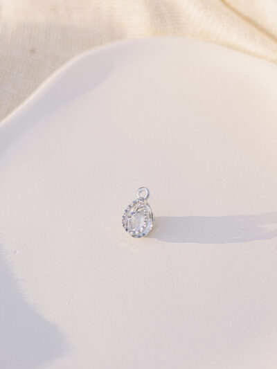 Solitaire Drop Charm Silver